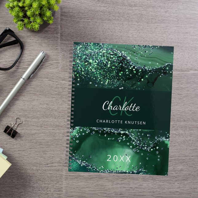 Green agate marble monogram 2026 planner (Creator Uploaded)