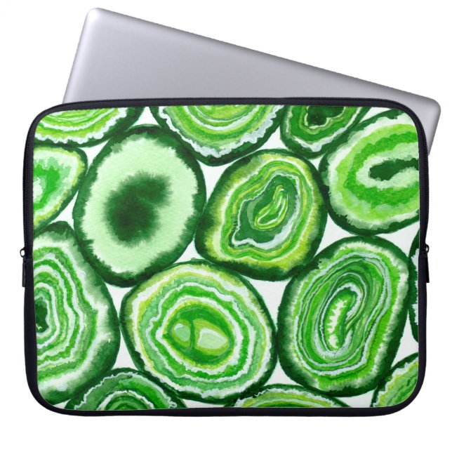 Green agate pattern laptop sleeve (Front)