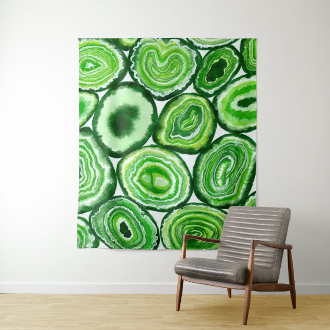 Green agate pattern tapestry (In Situ)