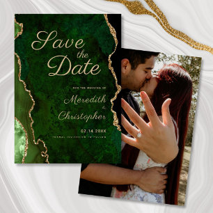 Green Agate Photo Wedding Save the Date