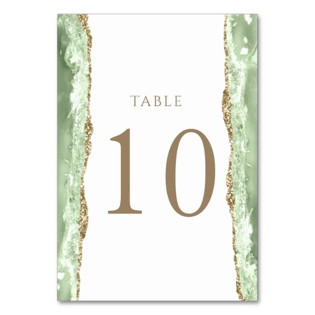 green agate Table Number 10 (Front)