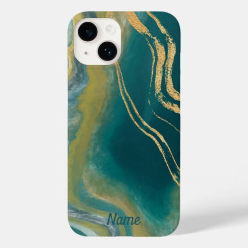 Green Agate Teal Gold Geode case iPhone Case_Mate