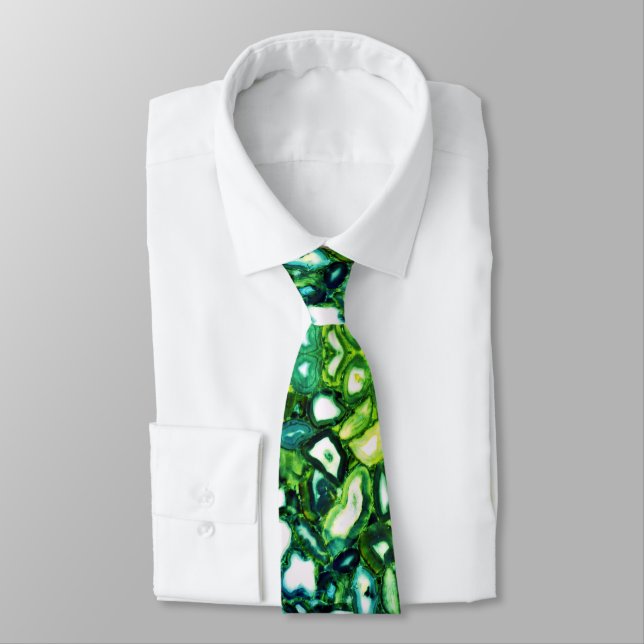 green agates neck tie (Tied)