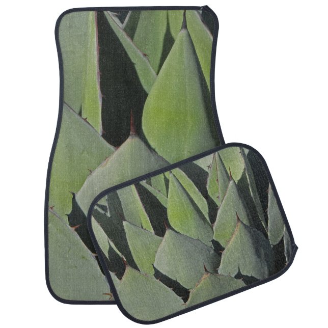 Green Agave Leaves Botanical Photo Southwest Car Floor Mat (Set)