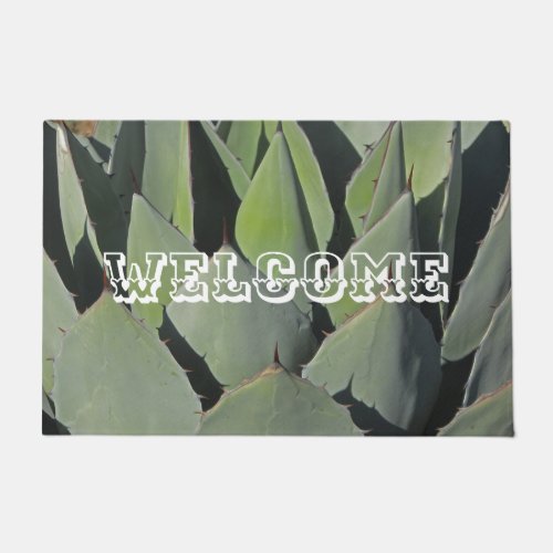 Green Agave Leaves Botanical Photo Southwest Doormat