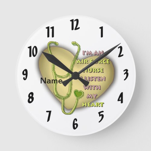 Green Air Force Nurse custom name clock