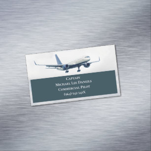 Green Aircraft Airplane Captain Pilot Plane Sky  Business Card Magnet