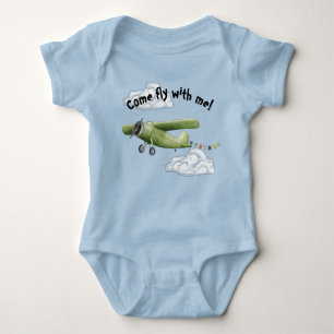 Green Airplane Boy Baby Bodysuit