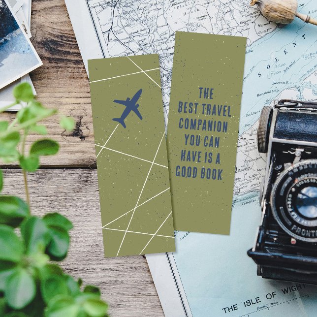 Green Airplane Travel Inspirational Quote Bookmark (Creator Uploaded)