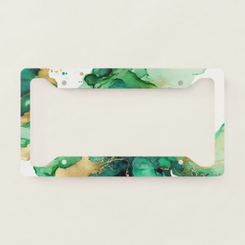 Green Alcohol Ink License Plate Frame