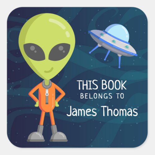 Green Alien Book Label