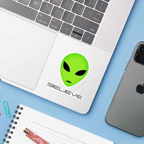 Green alien cartoon funny vinyl laptop sticker