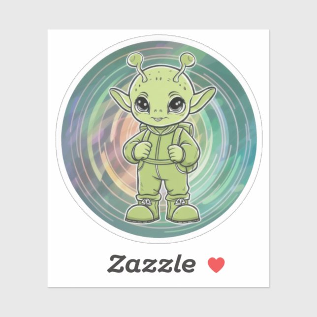 Green Alien Child Sticker (Sheet)