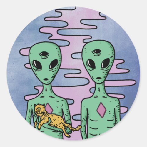 Green Alien  Classic Round Sticker