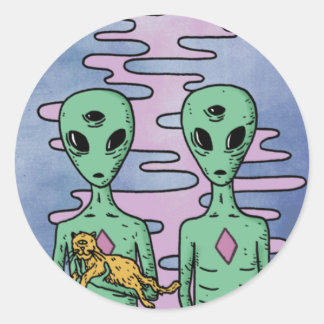 Green Alien Classic Round Sticker