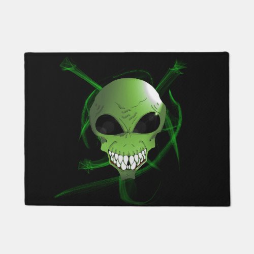 Green alien Door Mat