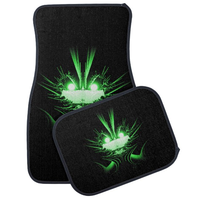 Green Alien Dragon w Glowing Eyes Car Mat (Set)