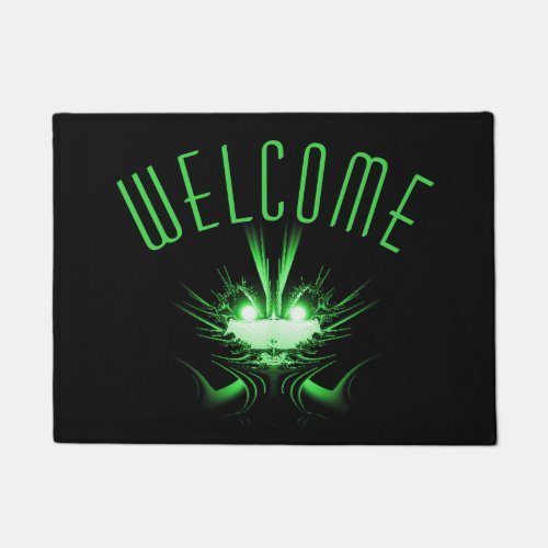 Green Alien Dragon w Glowing Eyes Doormat