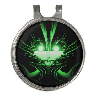 Green Alien Dragon w Glowing Eyes Golf Hat Clip