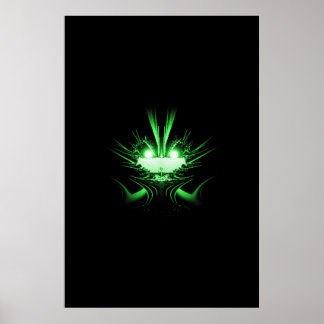 Green Alien Dragon w Glowing Eyes Poster
