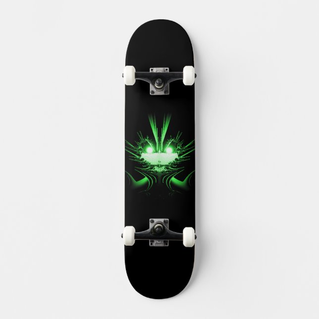 Green Alien Dragon w Glowing Eyes Skateboard (Front)