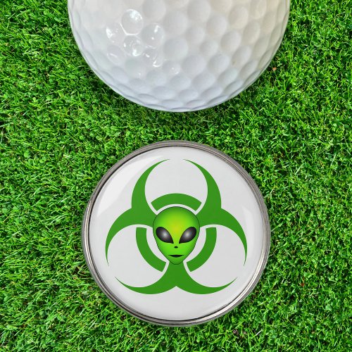 Green Alien Face Biohazard Sci_Fi Halloween Golf Ball Marker