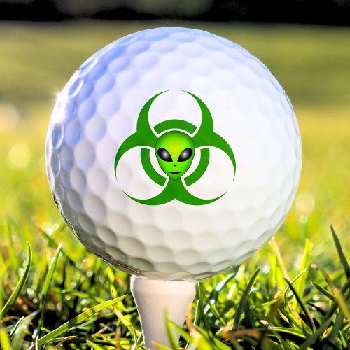 Green Alien Face Biohazard Sci_Fi Halloween Golf Balls