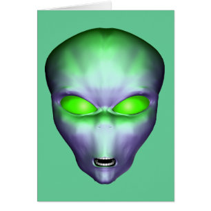Green Alien Face Cards