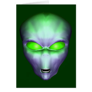 Green Alien Face Cards