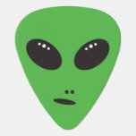 Green Alien Face Guitar Pick Plectrum at Zazzle