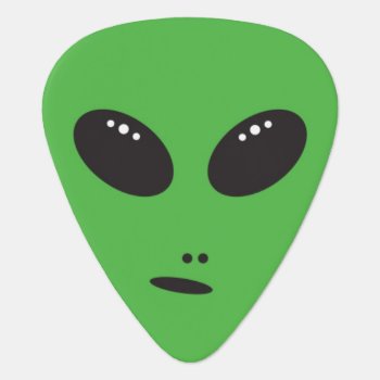 Green Alien Face Guitar Pick Plectrum by GroverAllmanPicks at Zazzle
