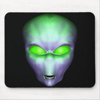 Green Alien Face Mouse Pad