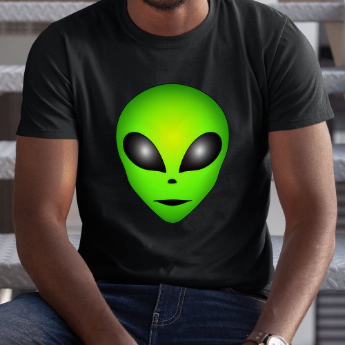 Green Alien Face Outer Space Sci_Fi Halloween T_Shirt