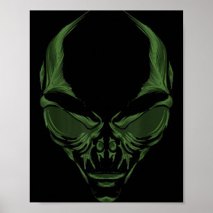 Green Alien Face Poster
