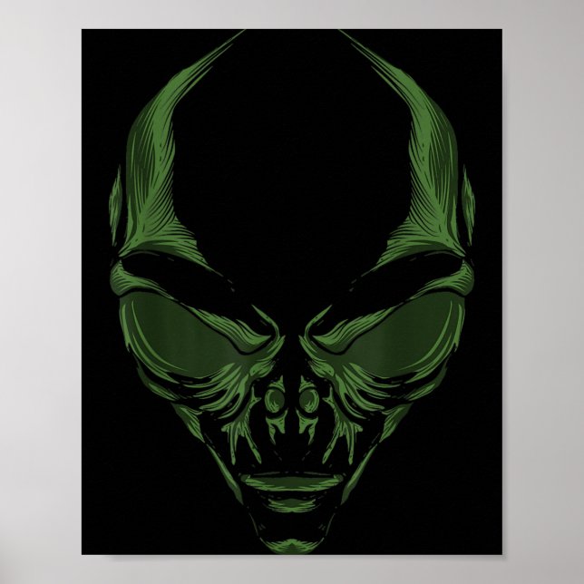 Green Alien Face Poster (Front)