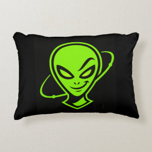 Green Alien Good Luck  Accent Pillow