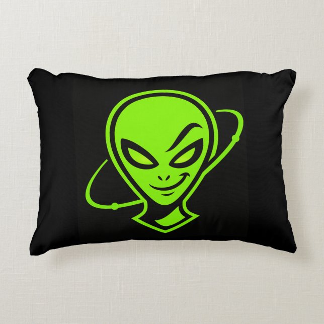 Green Alien Good Luck  Accent Pillow (Front)