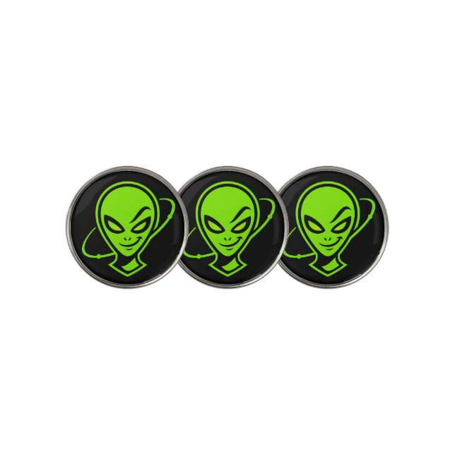 Green Alien Good Luck Golf Ball Golf Ball Marker (3 Up)