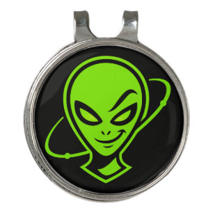 Green Alien Good Luck Golf Hat Clip