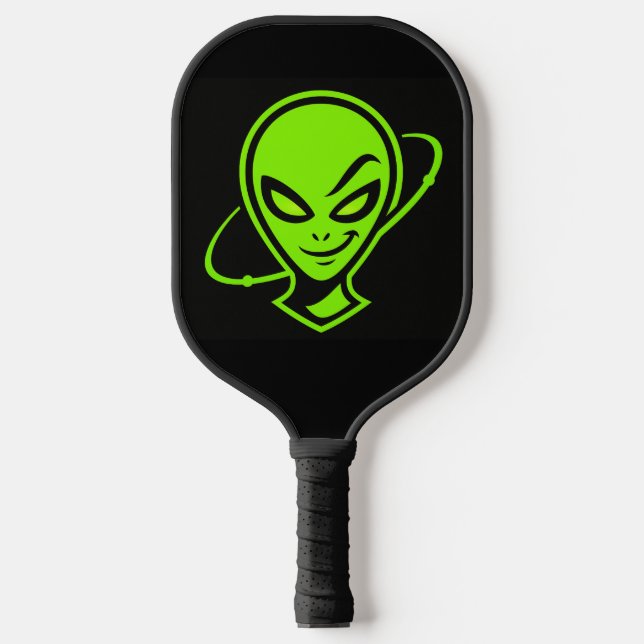 Green Alien Good Luck Pickleball Paddle (Front)