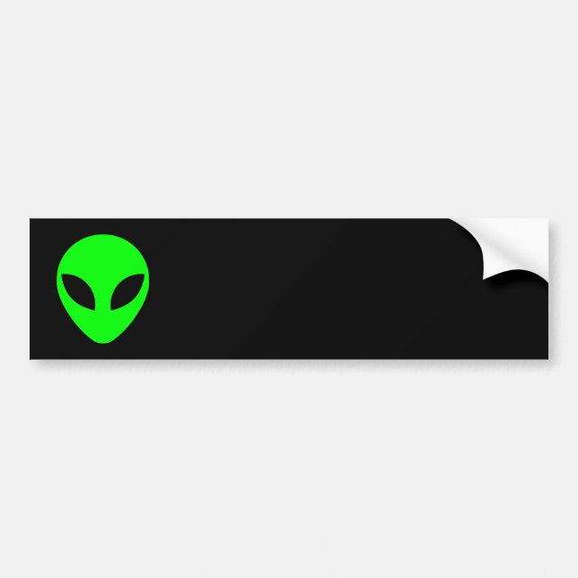 Green Alien Head Bumper Sticker (Front)