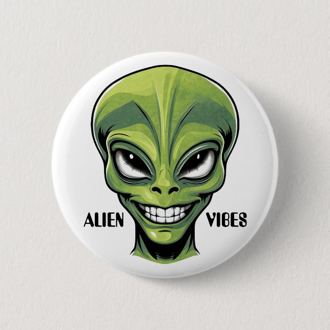 Green Alien Head Button (Front)