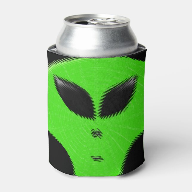Green Alien Head Can Cooler (Can Front)