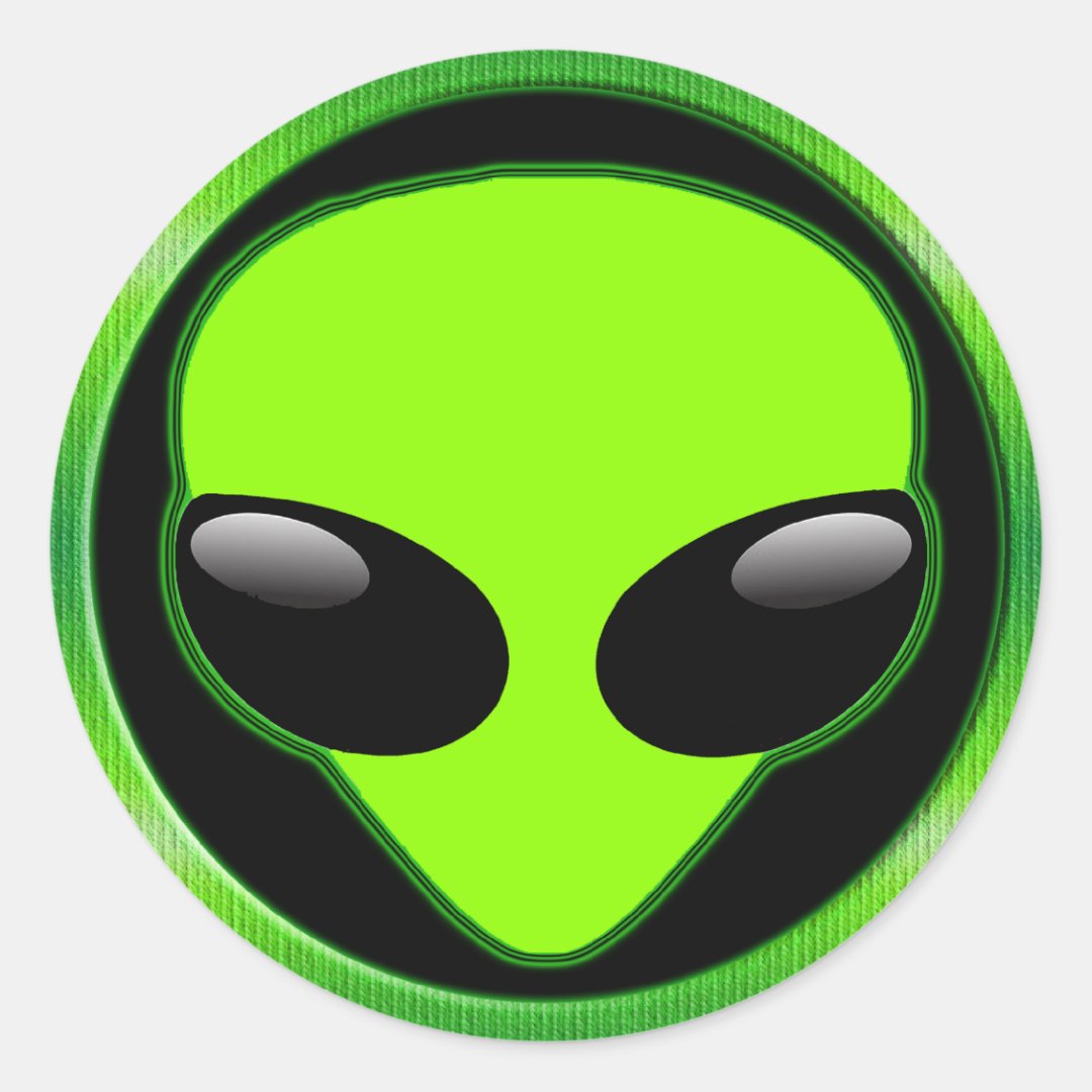 GREEN ALIEN HEAD CLASSIC ROUND STICKER | Zazzle