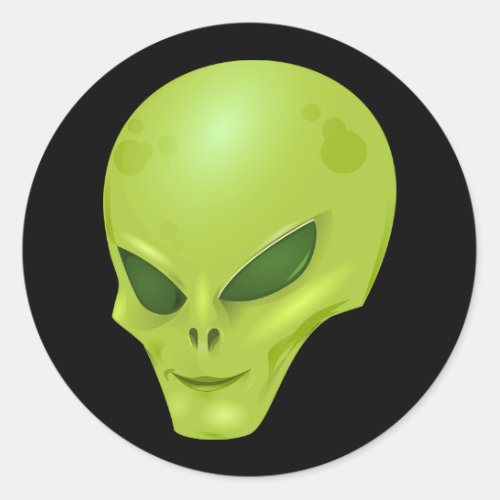 Green Alien Head Classic Round Sticker