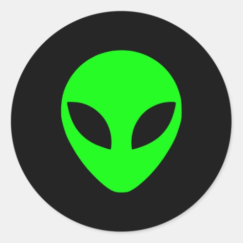 Green Alien Head Classic Round Sticker