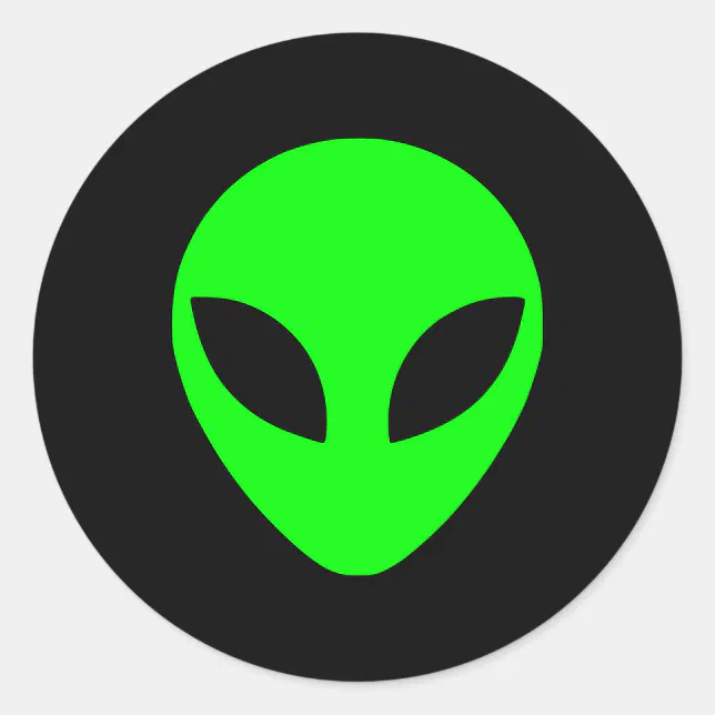 Green Alien Head Classic Round Sticker | Zazzle