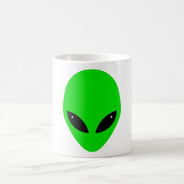 Green Alien Head Coffee Mug (Center)