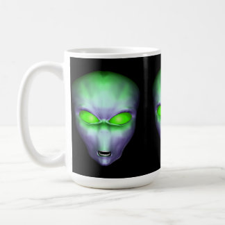 Green Alien Head Coffee Mug