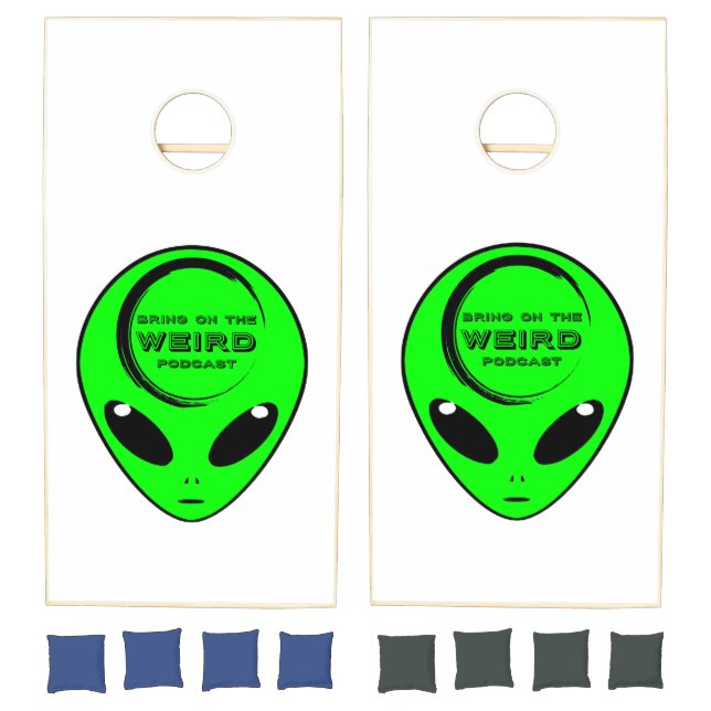 Green Alien Head Cornhole Boards Cornhole Set (Set)